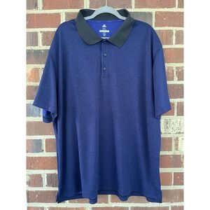 Adidas Golf Mens Size 2XL Polo Shirt Short Sleeve Blue Black‎ Climalite Wicking